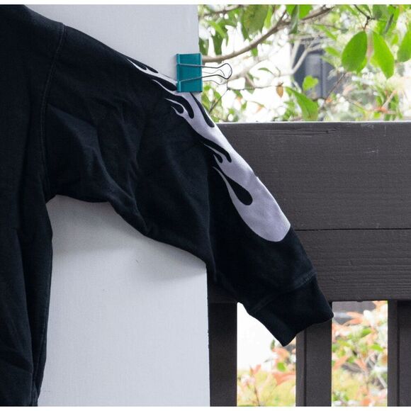 Vintage John Galt Sweatshirt‎ Flame Hoodie Pullover Black Size M - Picture 6 of 8